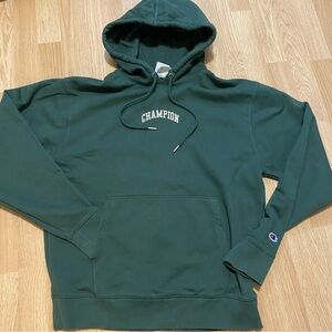 Champion Dark Green Crewneck Hoodie with Logo